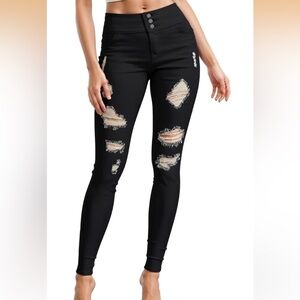 Hybrid And Company High Waisted Butt Lifting Stretch Skinny Jeans Black Size 9